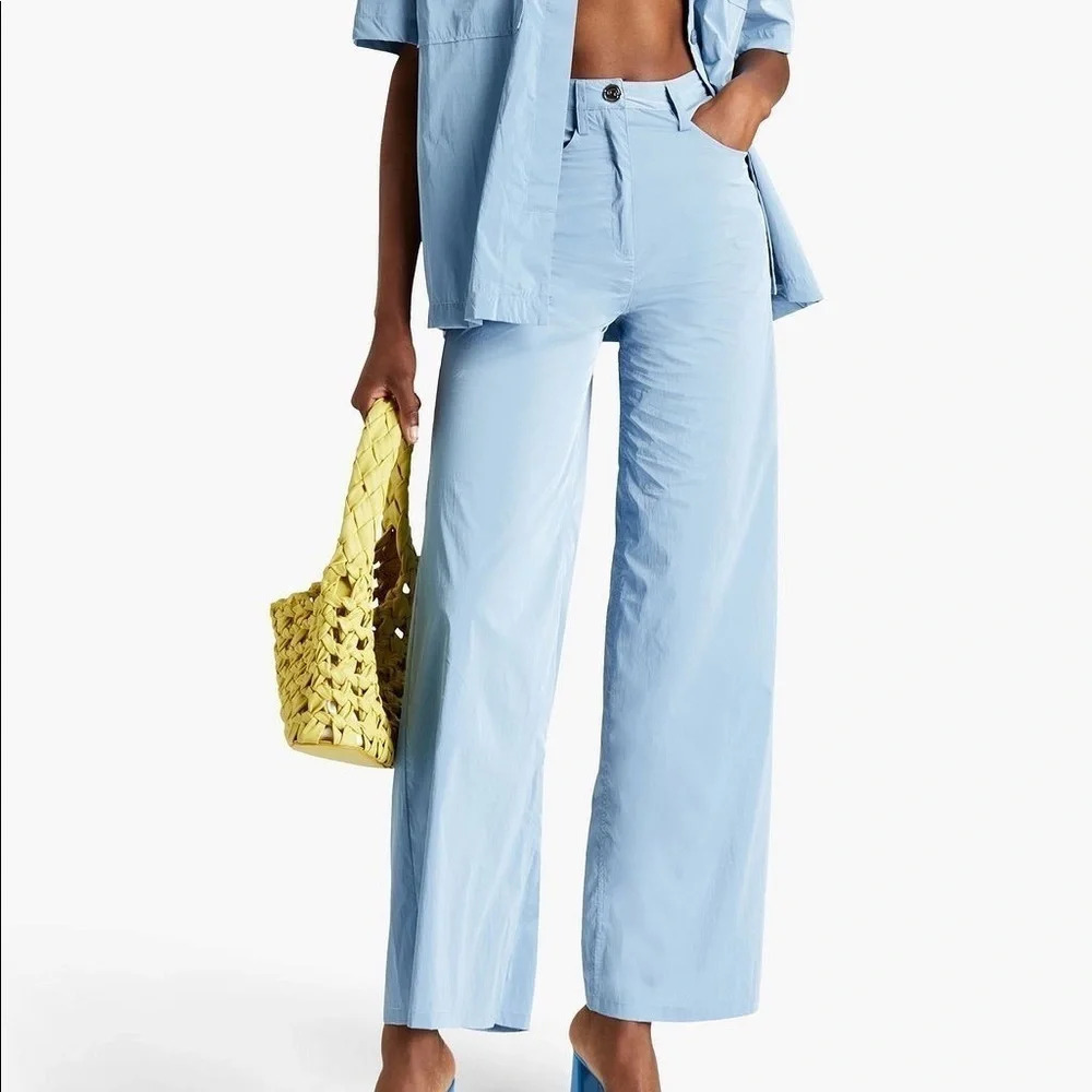 Remain Birgir Christensen Ariane Wide Leg Nylon Trousers in Ashley Blue - Sz 8